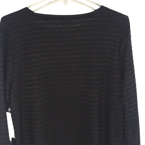 Liz Claiborne Knit Sweater Top Women XL Black Stripe Long Sleeve Shoulder Button - Picture 10 of 16